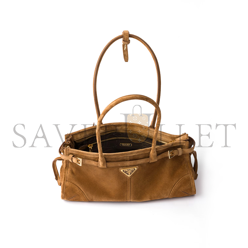 Pra*a bonnie medium suede handbag 1ba426 (32*15.5*12cm)